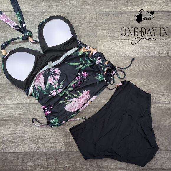 Adisputent Halter Drawstring Tankini Swimsuit Size M - Picture 5 of 5